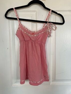 Vintage Hollister Pink Floral-Trim Cami Top
